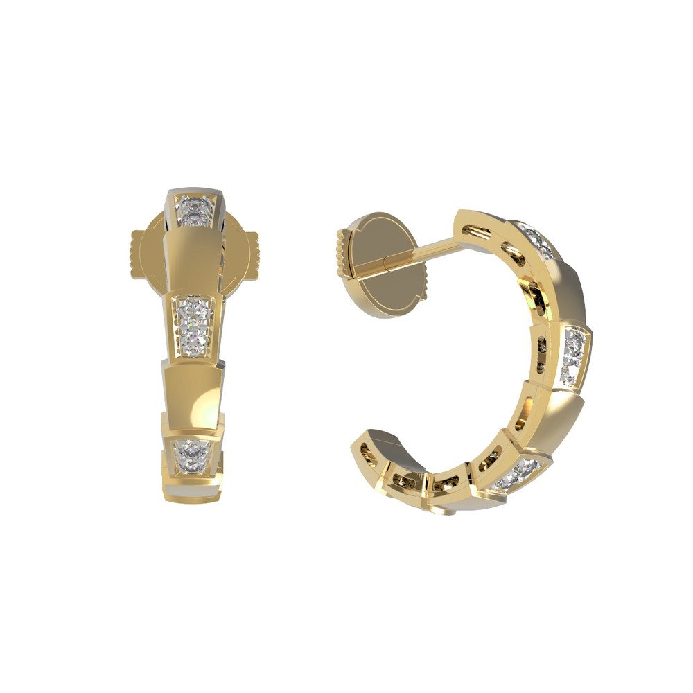 Серьги из лимонного золота 585 пробы c бриллиантами