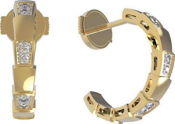 Серьги из лимонного золота 585 пробы c бриллиантами