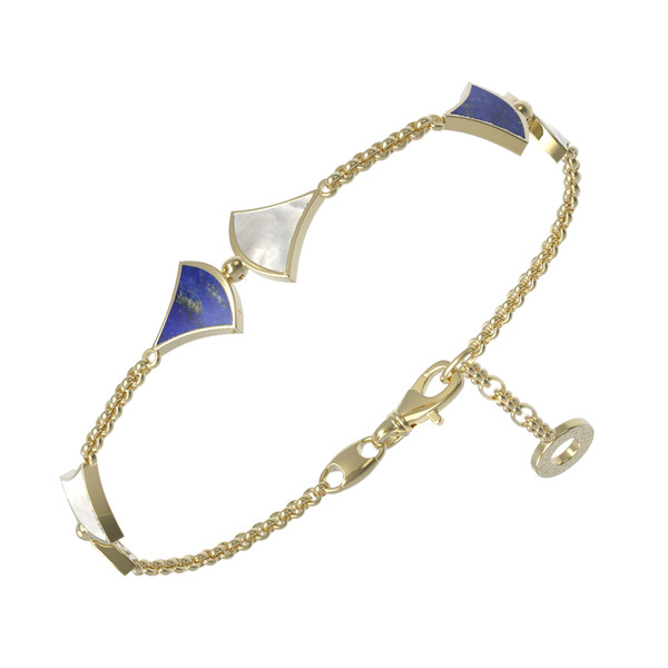 Браслет из лимонного золота 585 пробы c лазуритом и перламутром