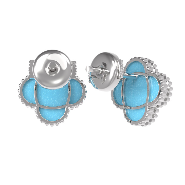 Серьги из белого золота 585 пробы c бирюзой