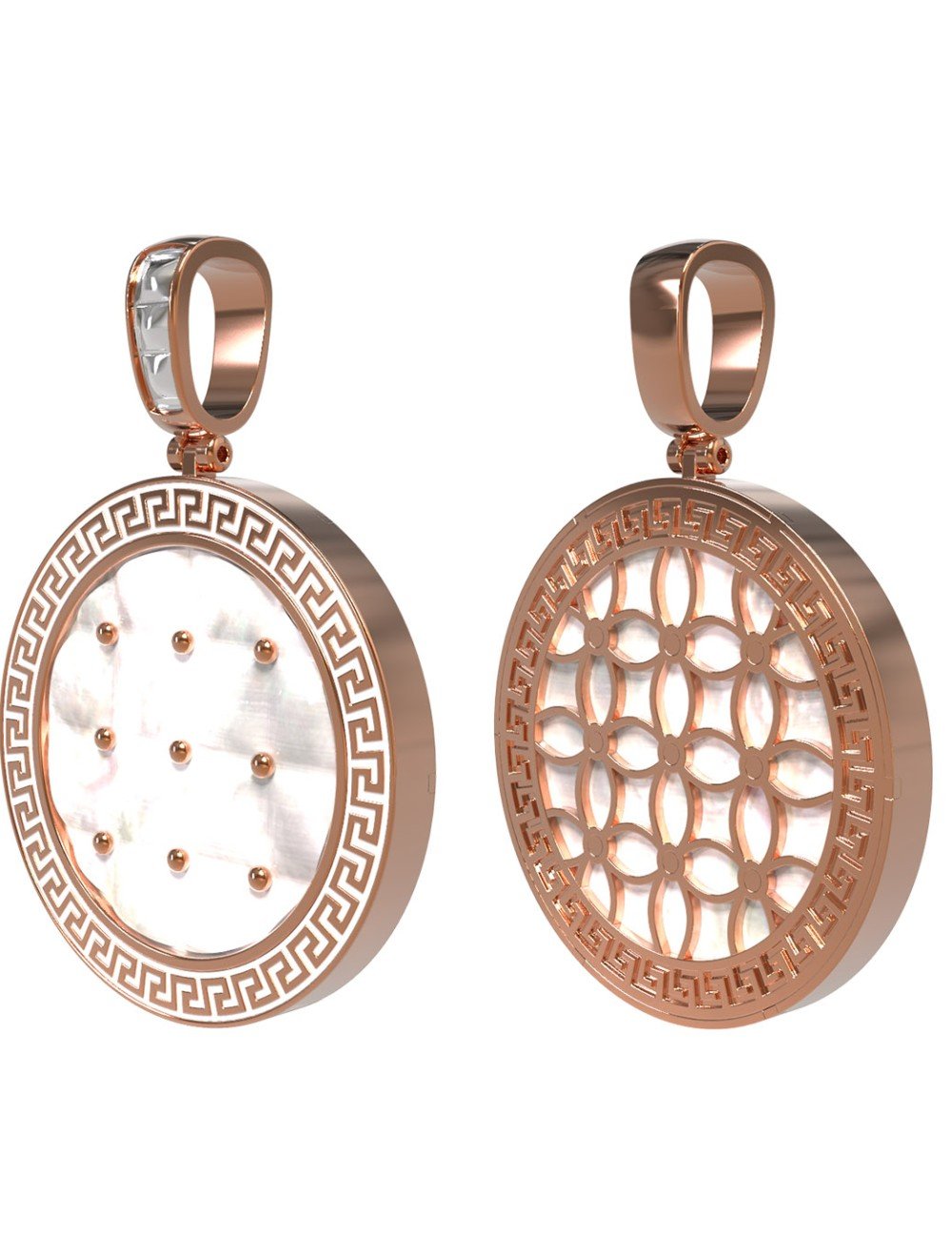 Подвеска из золота c эмалью и перламутром