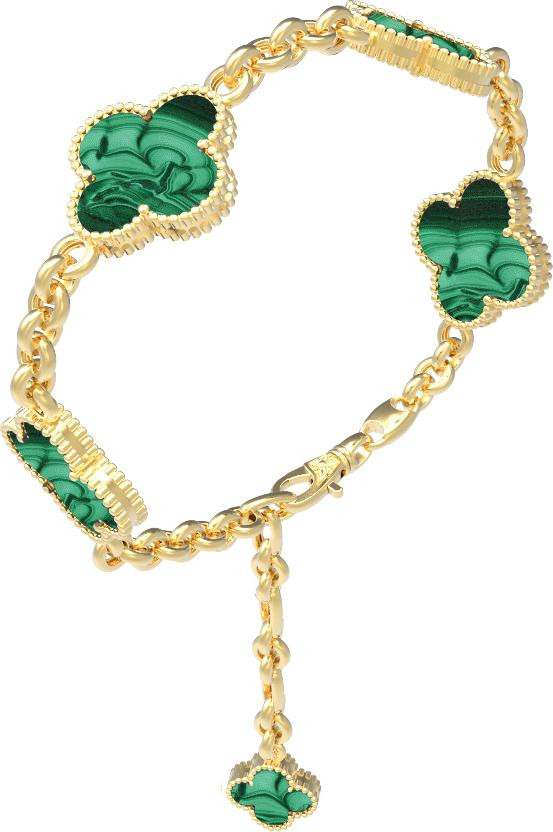 Браслет из лимонного золота 585 пробы c малахитом