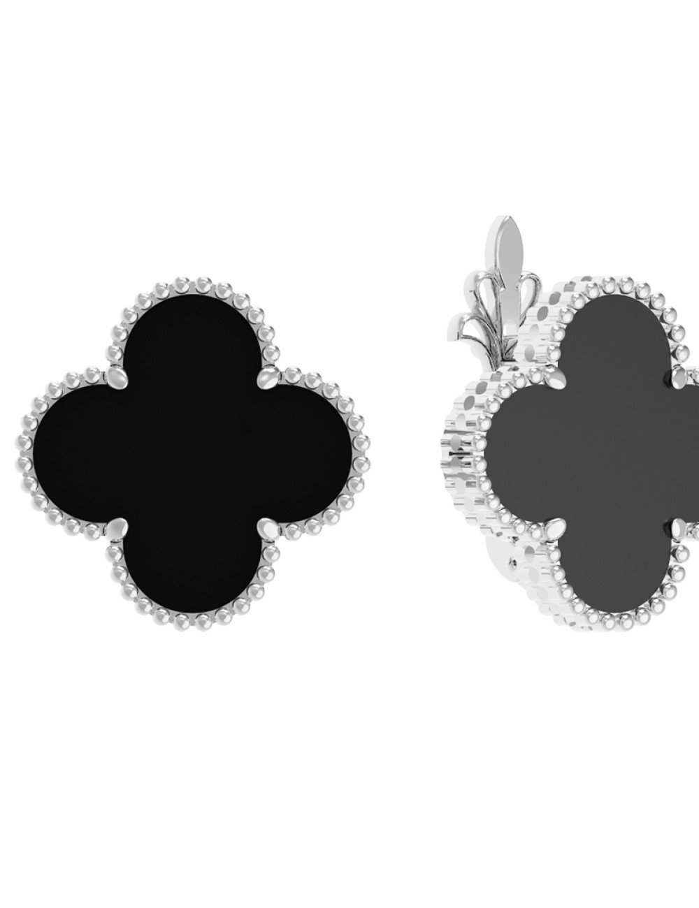 Серьги из белого золота c ониксом