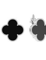 Серьги из белого золота c ониксом