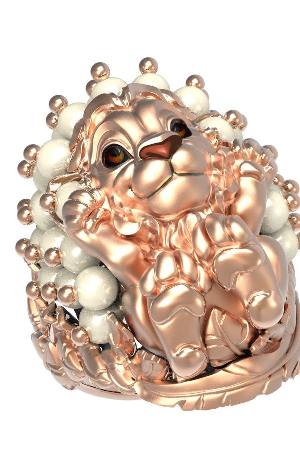 Кольцо из золота c эмалью и жемчугом