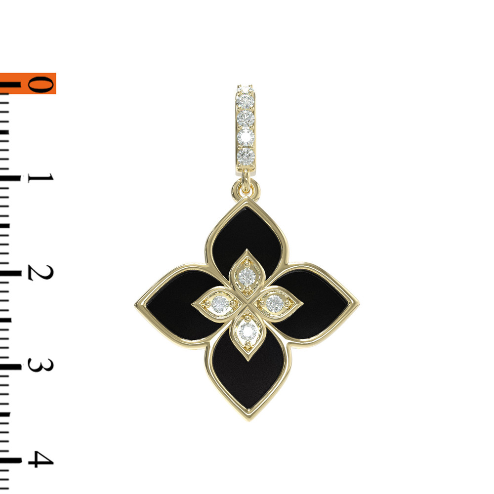 Подвеска из лимонного золота 585 пробы c бриллиантами и ониксом