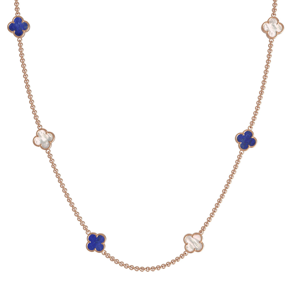 Колье из красного золота 585 пробы c лазуритом и перламутром