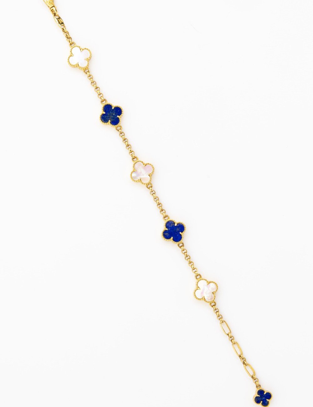 Браслет из лимонного золота c лазуритом и перламутром