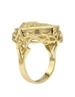 Кольцо из лимонного золота c ониксом и перламутром