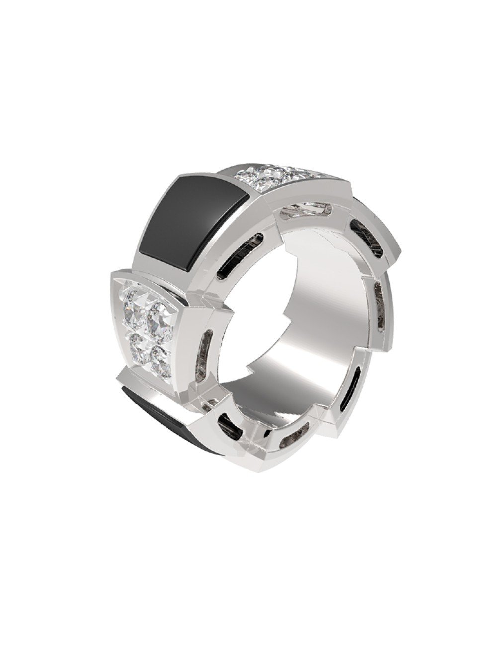 Подвеска из белого золота c бриллиантами и ониксом