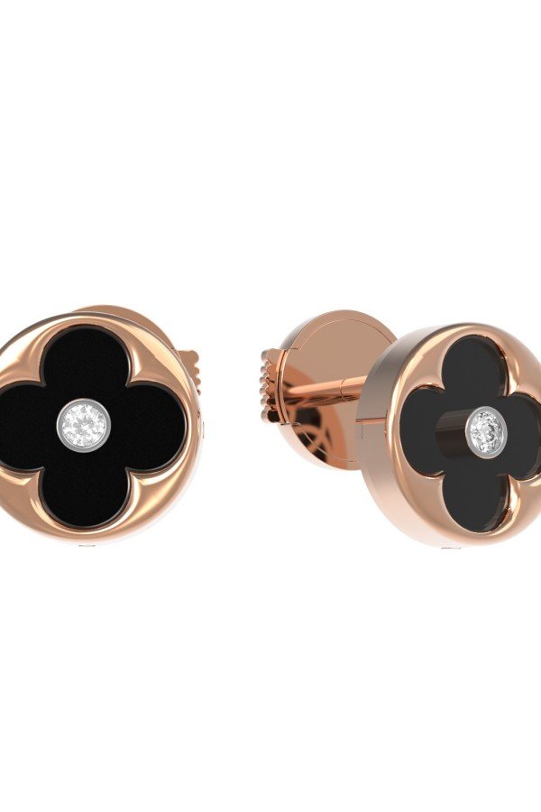 Серьги из золота c бриллиантами и ониксом