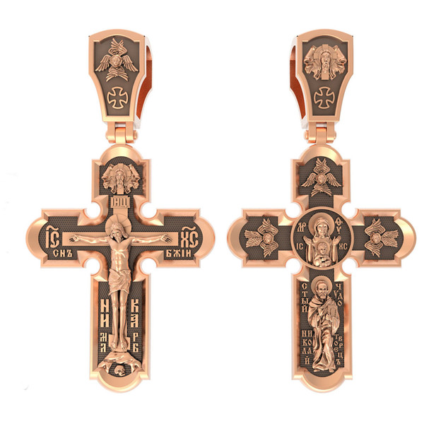 Крест из красного золота 585 пробы