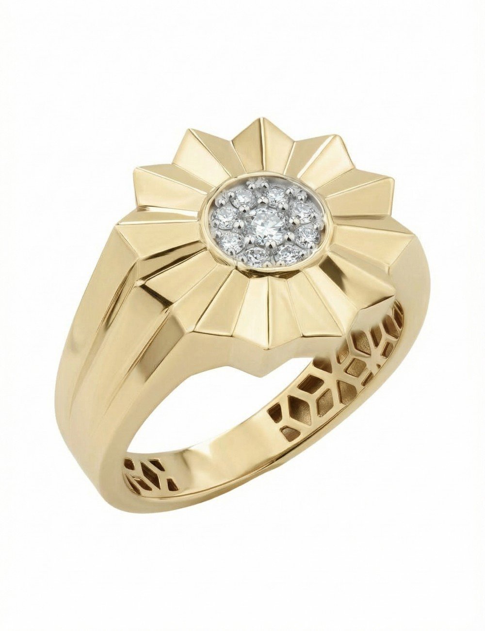 Кольцо из лимонного золота c бриллиантами