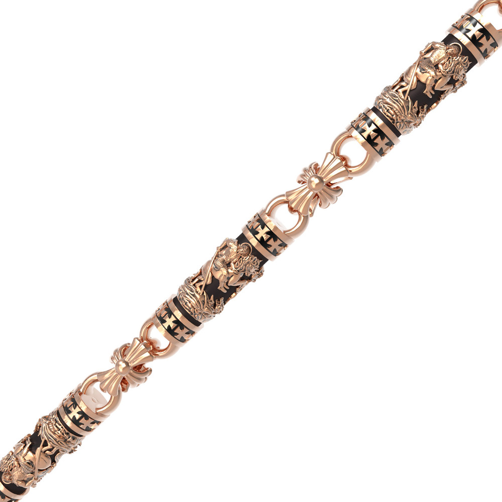 Цепь из красного золота 585 пробы c эбеновым деревом