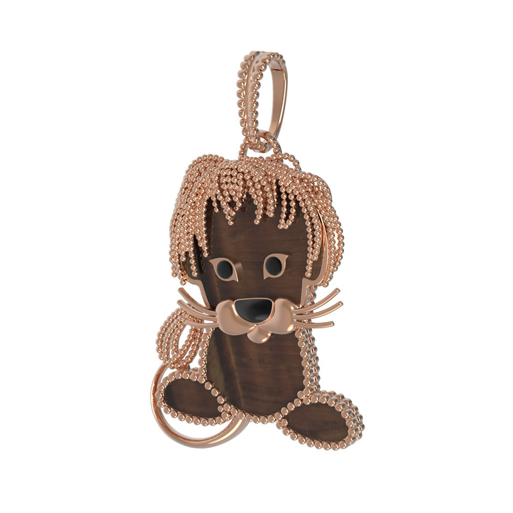 Подвеска из красного золота 585 пробы c эмалью и тигровым глазом