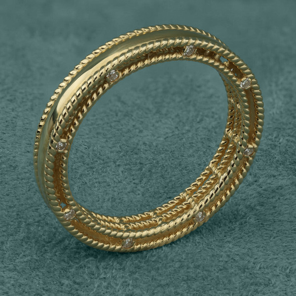 Кольцо из лимонного золота 585 пробы c бриллиантами