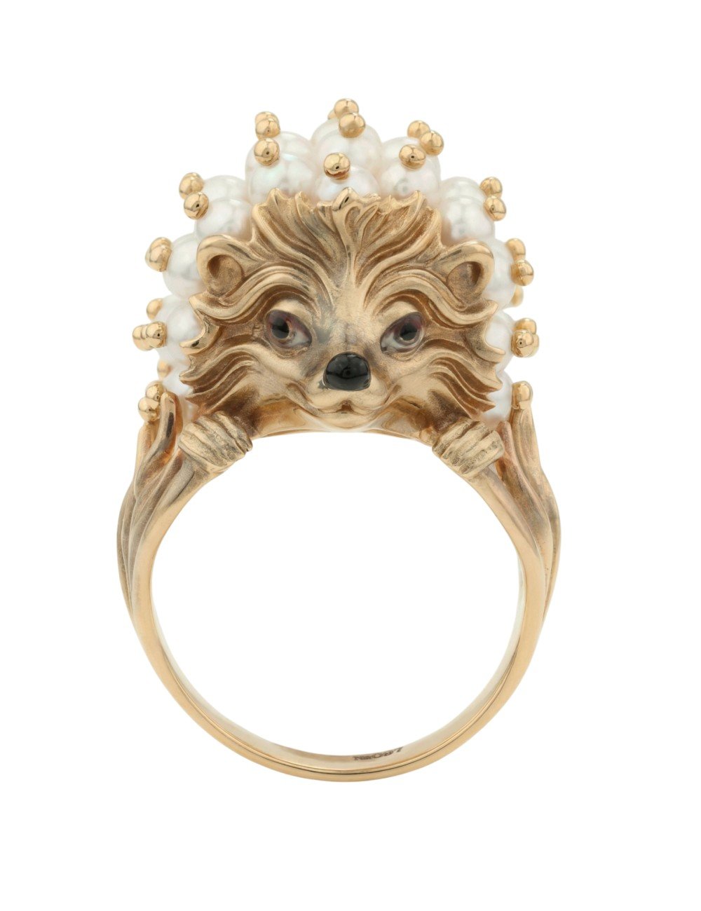 Кольцо из золота c эмалью и жемчугом