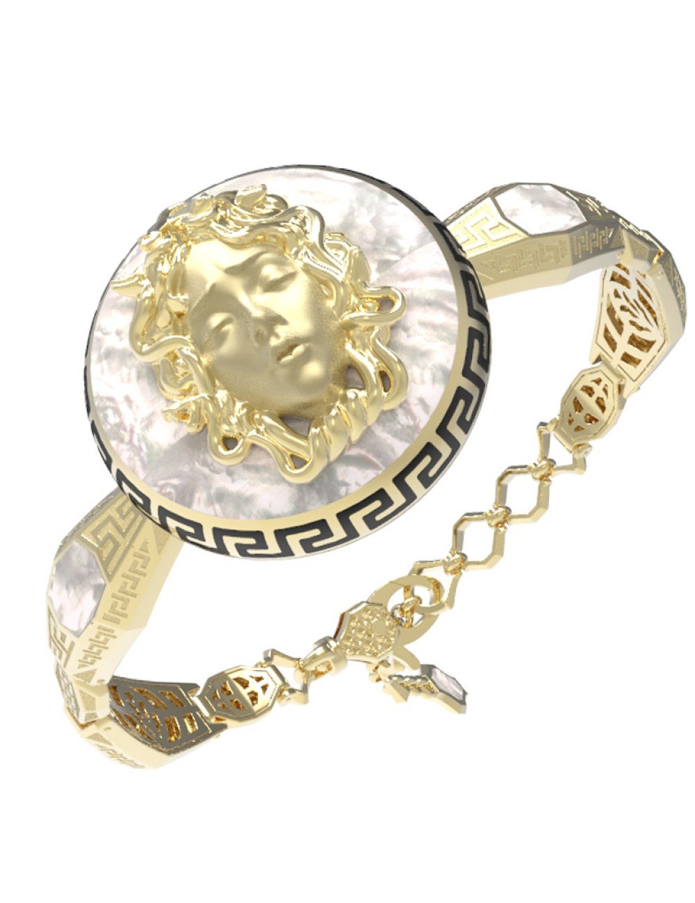 Браслет из лимонного золота c эмалью и перламутром