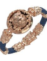 Браслет из золота c кожаным шнурком и ониксом