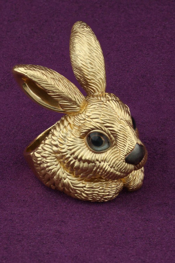 Кольцо из лимонного золота c эмалью