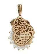 Подвеска из золота c эмалью и жемчугом