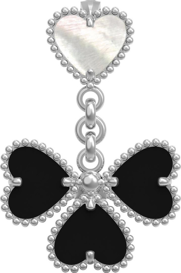 Подвеска из белого золота 585 пробы c ониксом и перламутром