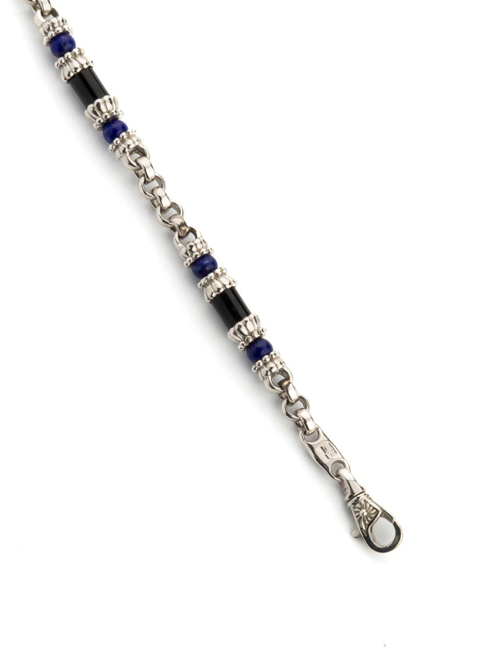 Браслет из белого золота c ониксом и лазуритом