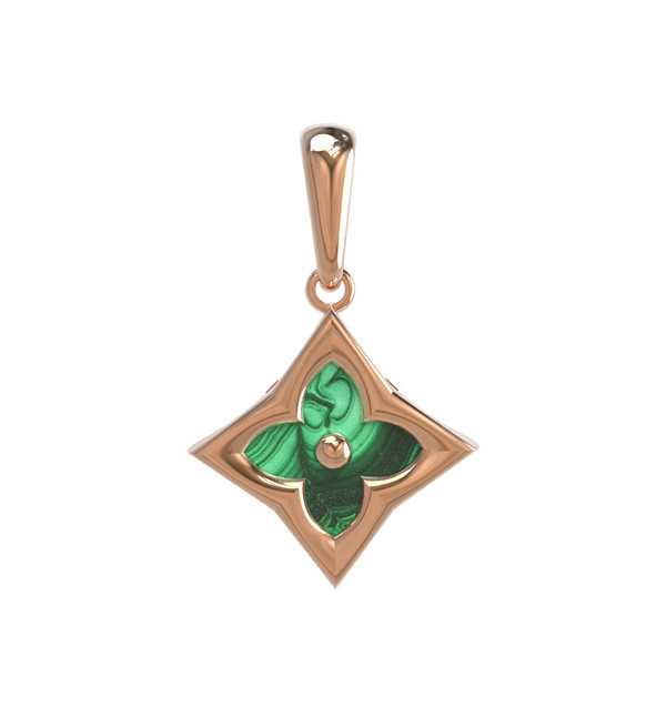 Подвеска из красного золота 585 пробы c малахитом