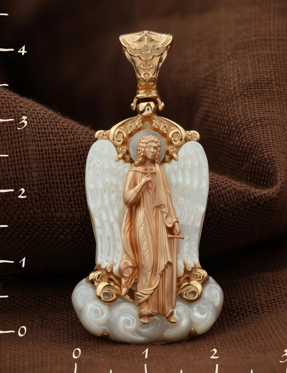 Образок из золота c перламутром