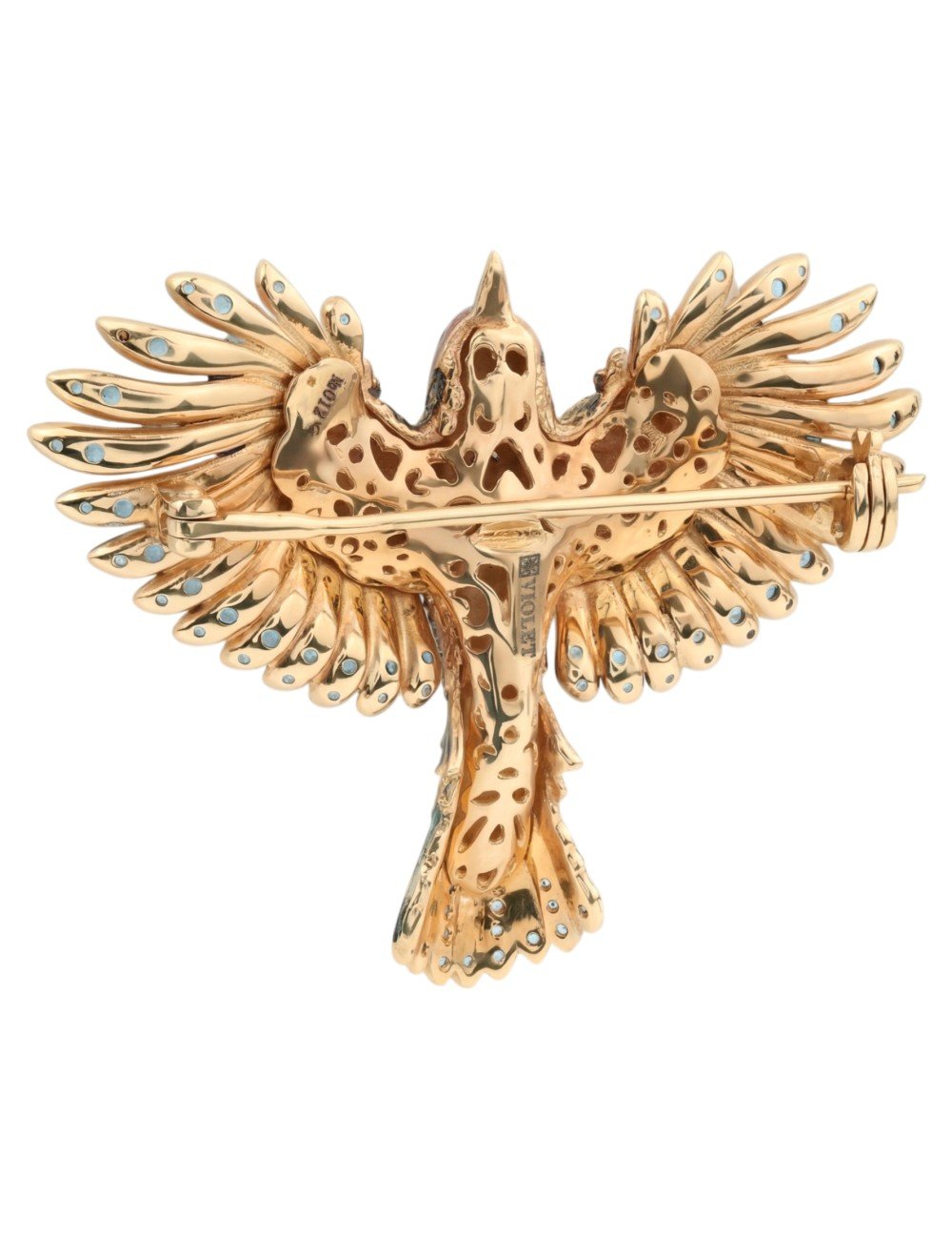 Брошь из золота c эмалью и фианитом