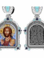 Образок из белого золота c эмалью, иконописью и темперой