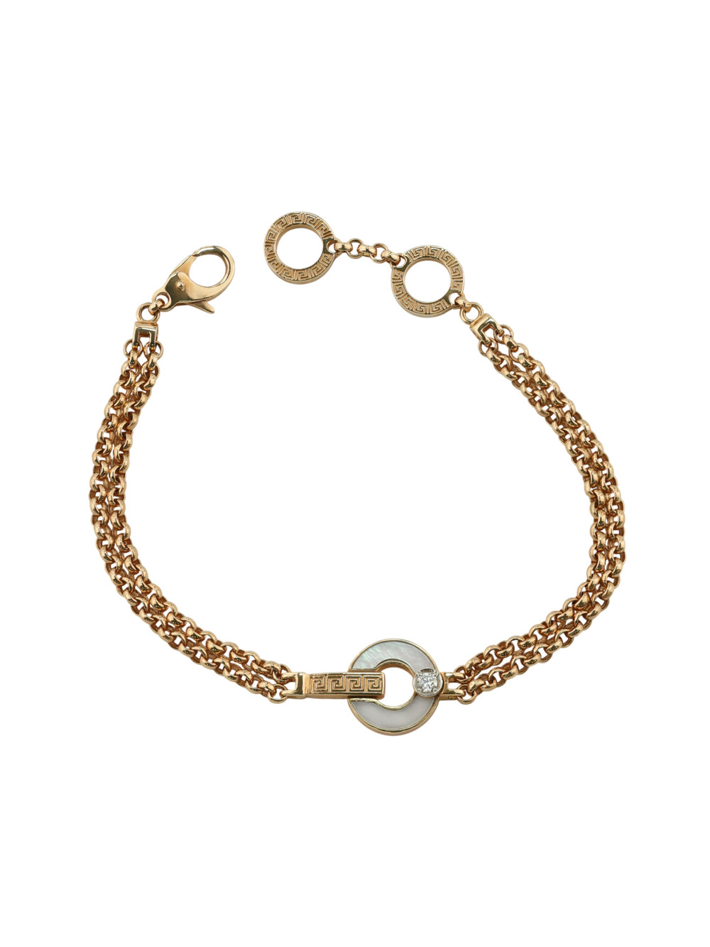 Браслет из красного золота 585 пробы c бриллиантами и перламутром