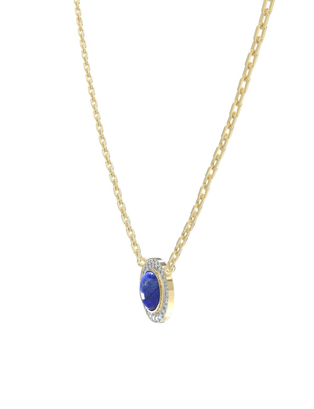 Колье из лимонного золота c бриллиантами и лазуритом