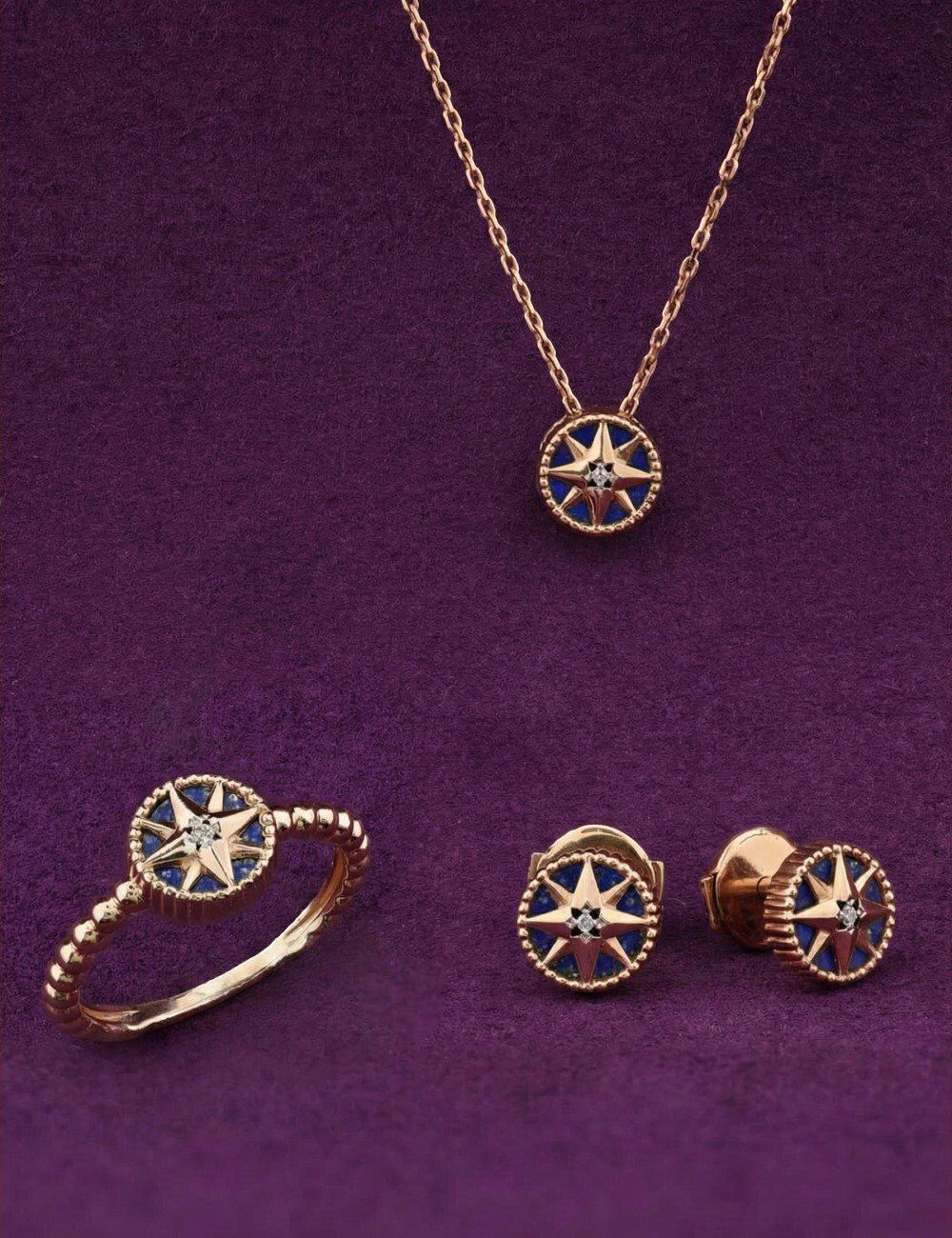 Колье из золота c бриллиантами и лазуритом