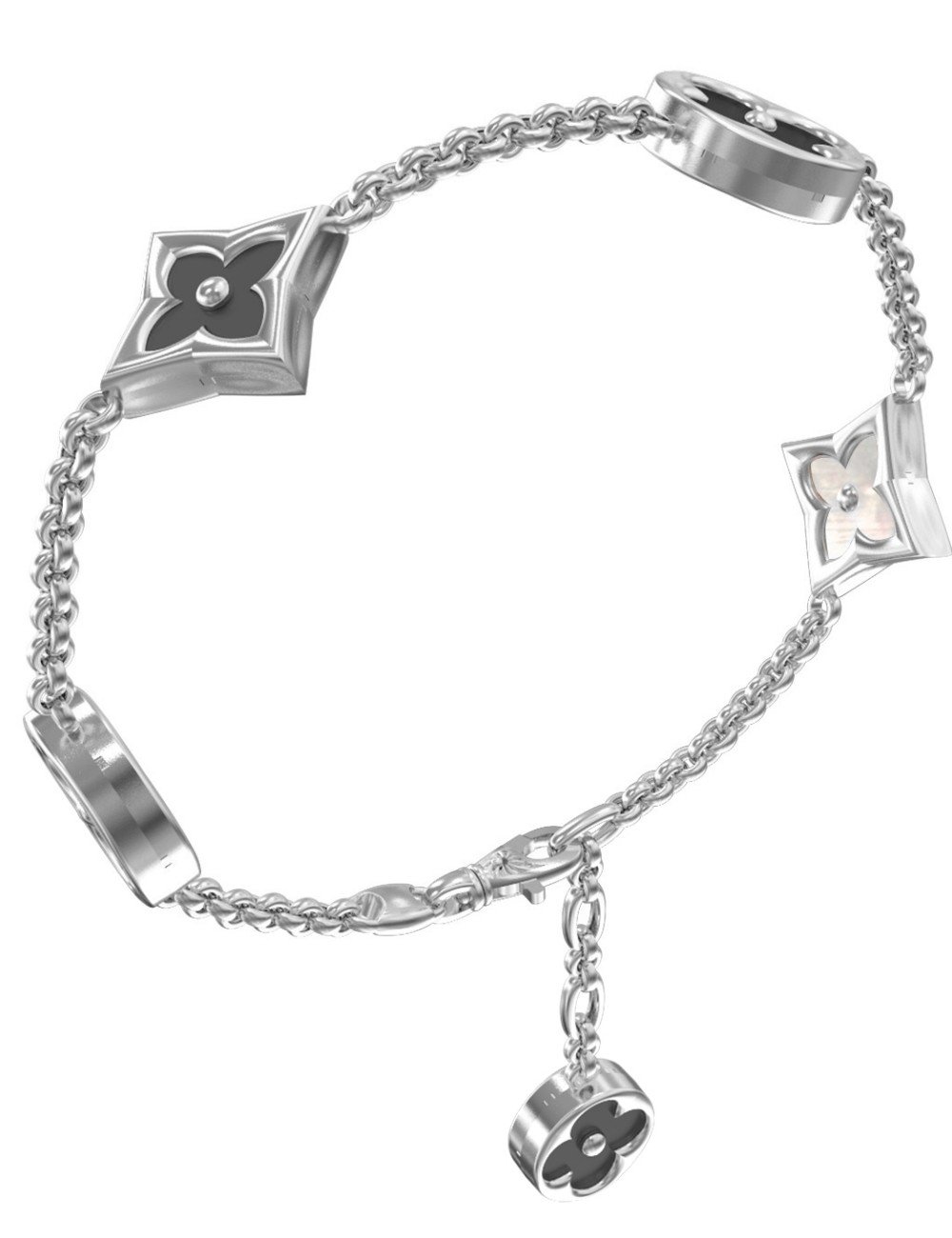 Браслет из белого золота c ониксом и перламутром