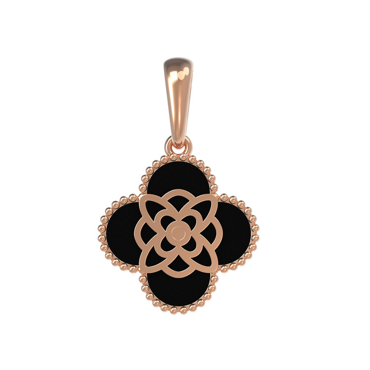 Подвеска из красного золота 585 пробы c бриллиантами и ониксом