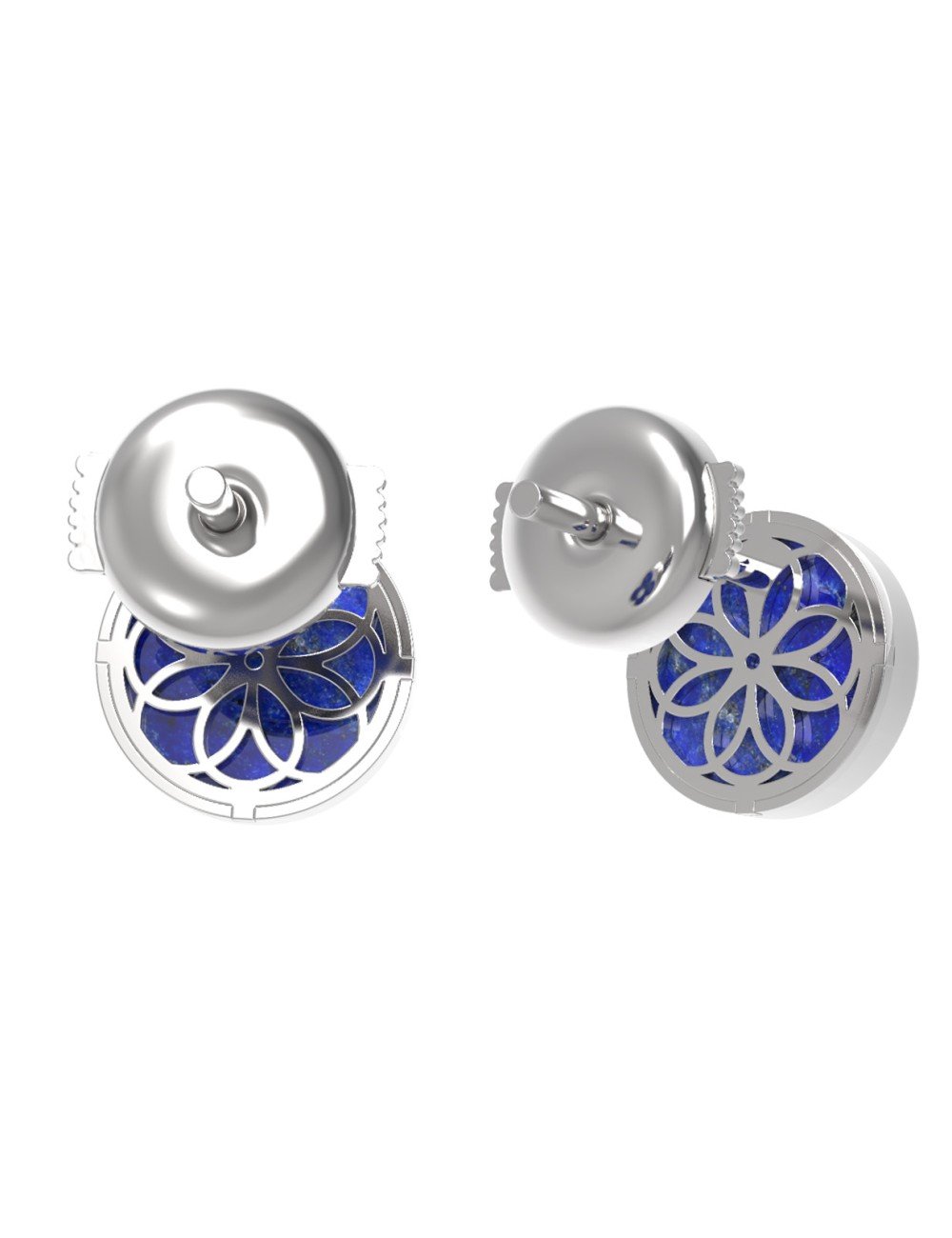 Серьги из белого золота c бриллиантами и лазуритом