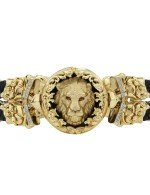 Браслет из лимонного золота c эмалью, бриллиантами, шнурком и ониксом