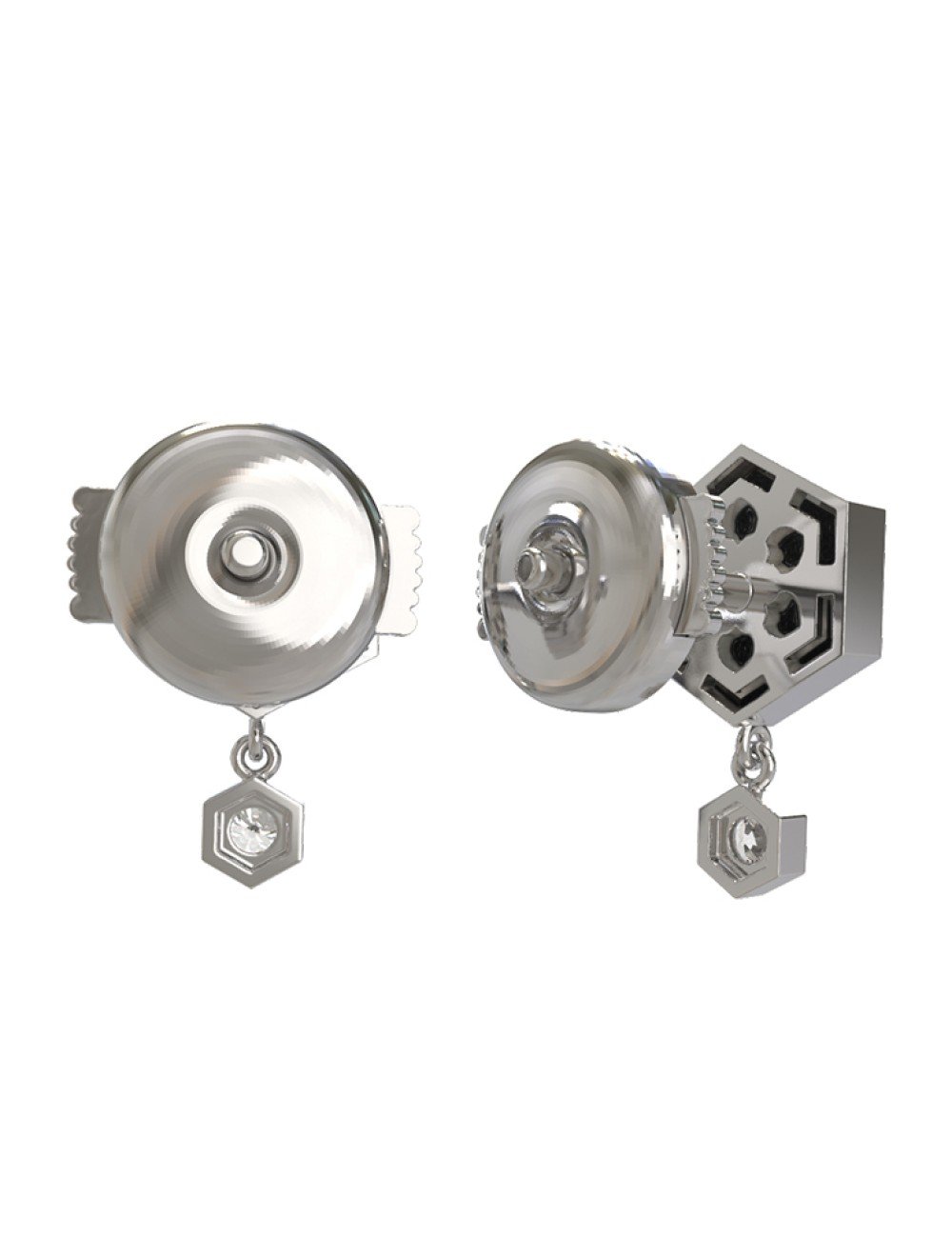 Серьги из белого золота c бриллиантами и ониксом