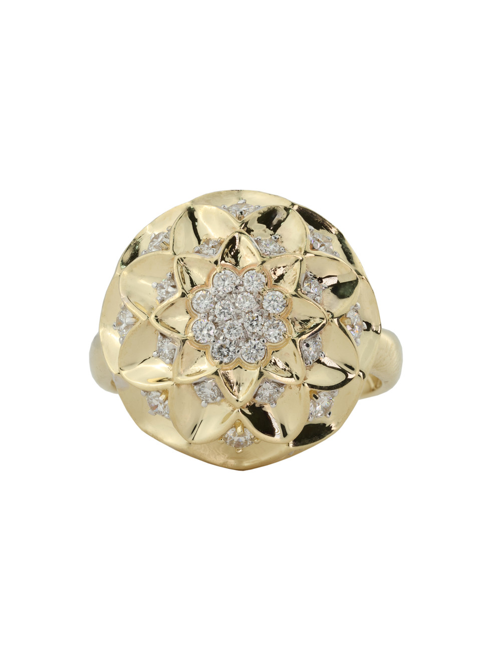 Кольцо из лимонного золота 585 пробы c бриллиантами