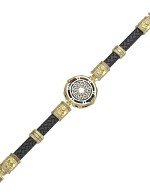 Браслет из лимонного золота c эмалью, шнурком, ониксом и рубином