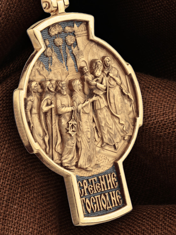 Крест из красного золота 585 пробы