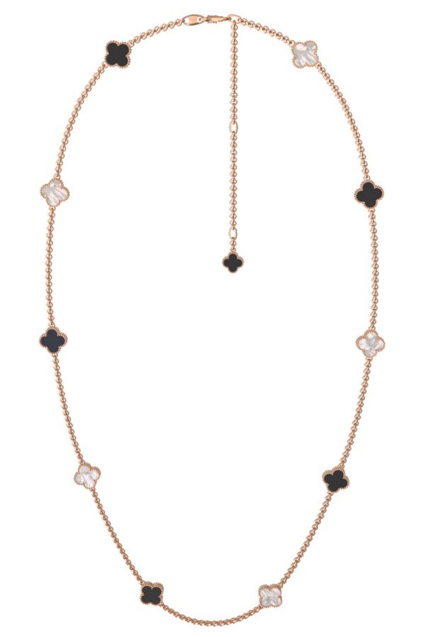 Колье из золота c ониксом и перламутром