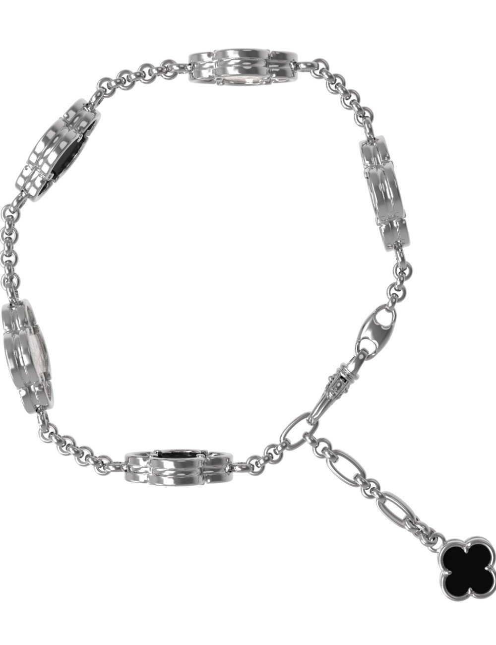 Браслет из белого золота c ониксом и перламутром