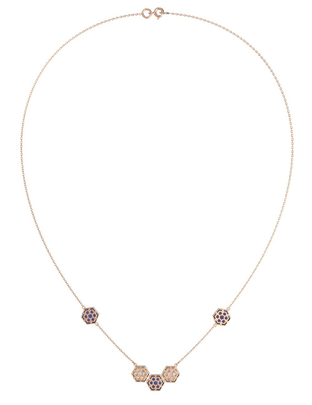 Колье из золота c лазуритом и перламутром