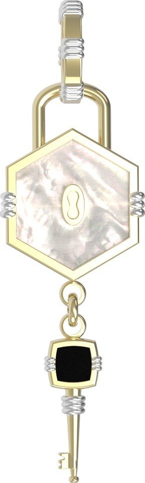 Подвеска из лимонного золота c ониксом и перламутром