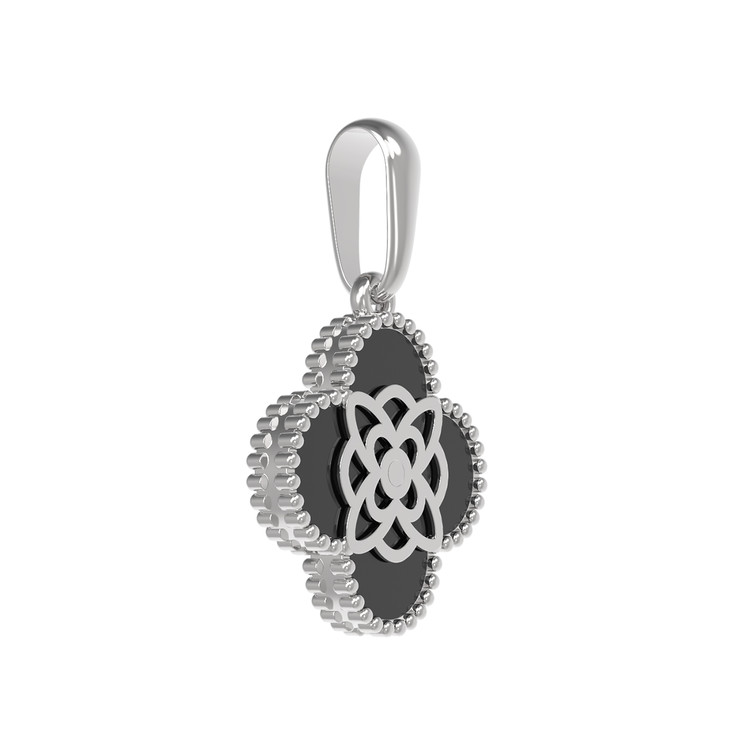 Подвеска из белого золота 585 пробы c бриллиантами и ониксом