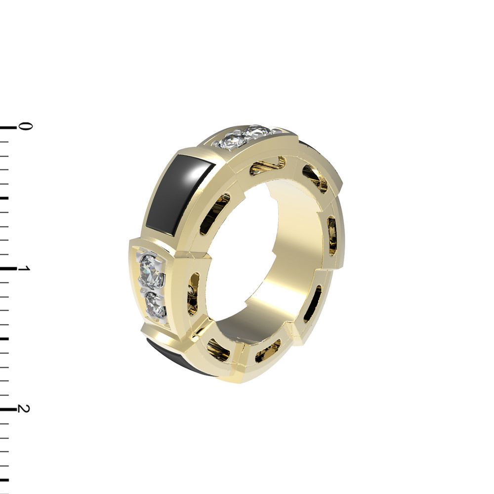 Подвеска из лимонного золота 585 пробы c бриллиантами и ониксом