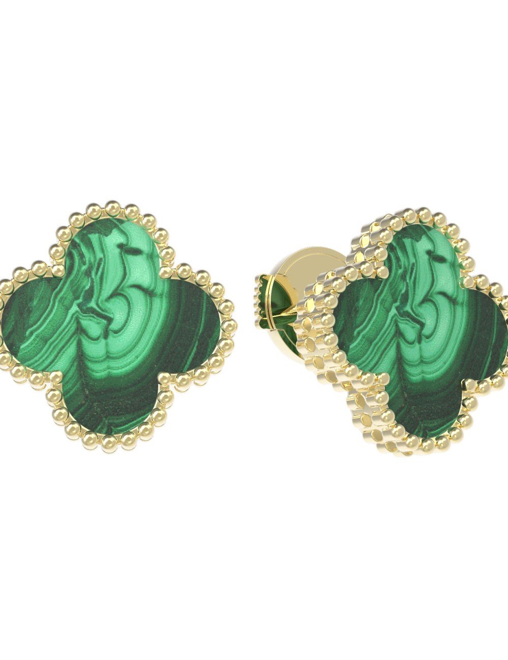 Серьги из лимонного золота c малахитом