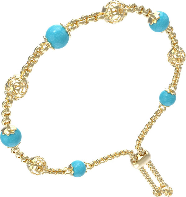 Браслет из лимонного золота 585 пробы c бирюзой